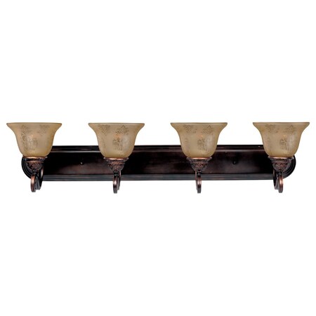 Maxim Four Light Oil Rubbed Bronze Screen Amber Glass Vanity 11233SAOI